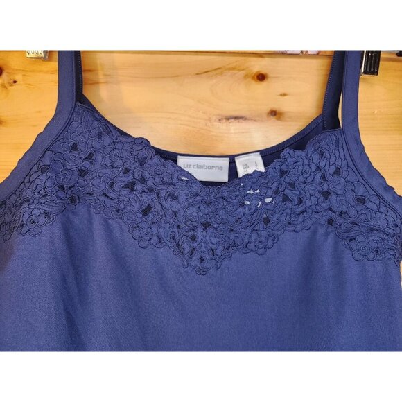 Liz Claiborne Tank Top Womens Size Large Designer Navy Blue Undershirt - Picture 2 of 7